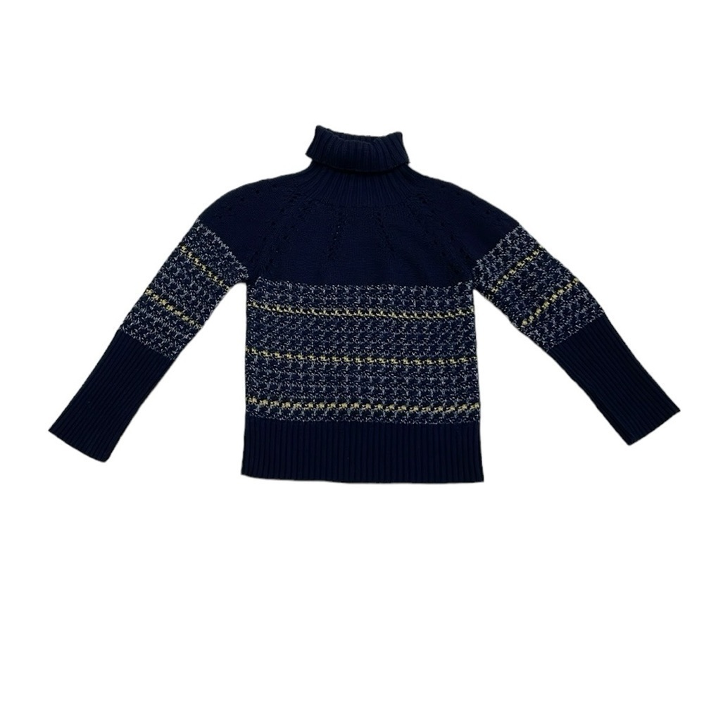 Les Copains Sweater Women's XS Extra Small IT 42 Blue Wool Knit Turtleneck - Picture 4 of 14
